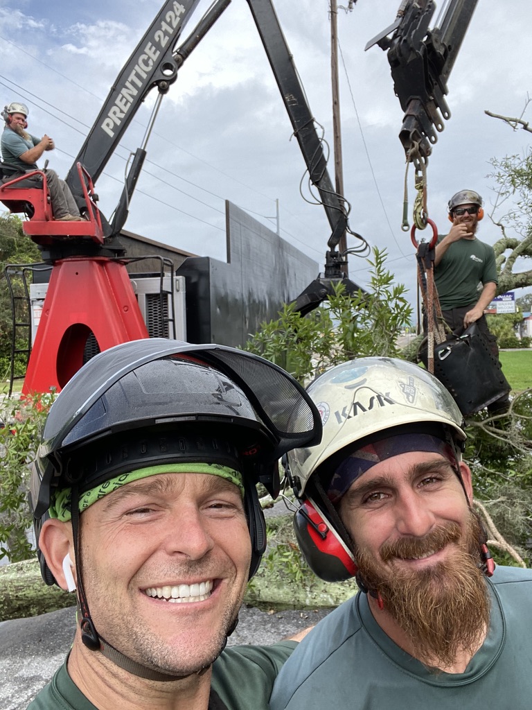Tree service crew wearing hard hats and PPE at O’Neil’s Tree Service